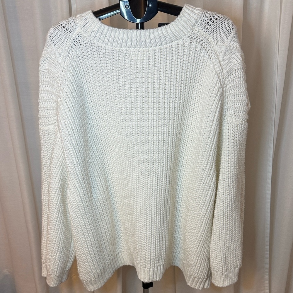 H&M Cream Cable Knit Oversized Sweater Chunky Braided Fisherman Pullover XXL - Picture 6 of 10